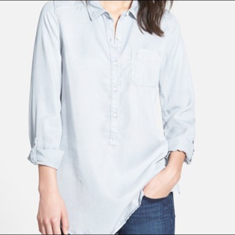 Halogen chambray high low shirt